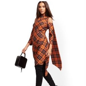 NY & Company Orange Plaid Dress, Size 4 Regular